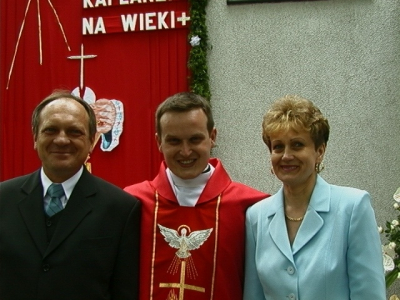 Po Mszy św. prymicyjnej, parafia NSPJ, Sosnowiec